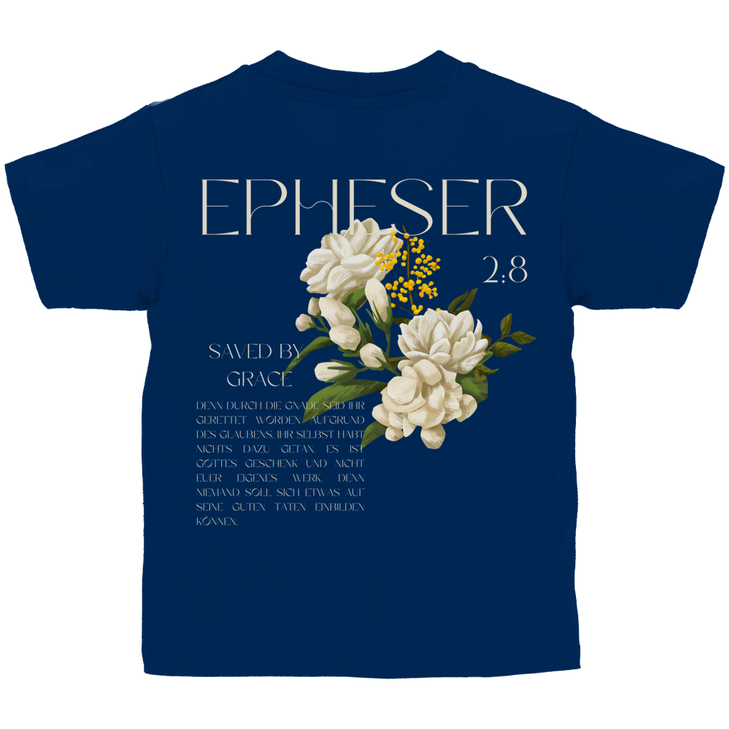 Kinder T-Shirt „Saved“ – Christliches Kinder Shirt | Bibelvers Design | Baumwolle | by Grace