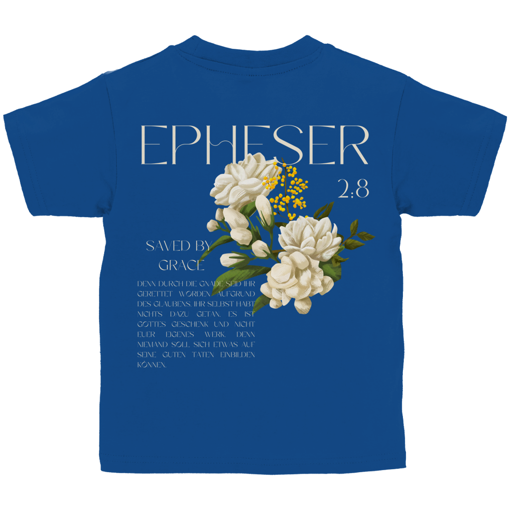 Kinder T-Shirt „Saved“ – Christliches Kinder Shirt | Bibelvers Design | Baumwolle | by Grace