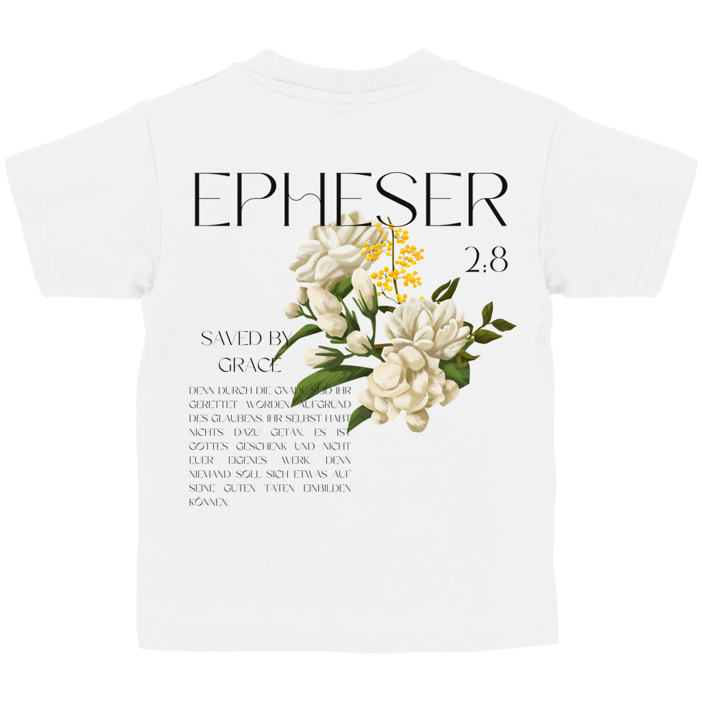 Kinder T-Shirt „Saved“ – Christliches Kinder Shirt | Bibelvers Design | Baumwolle | by Grace