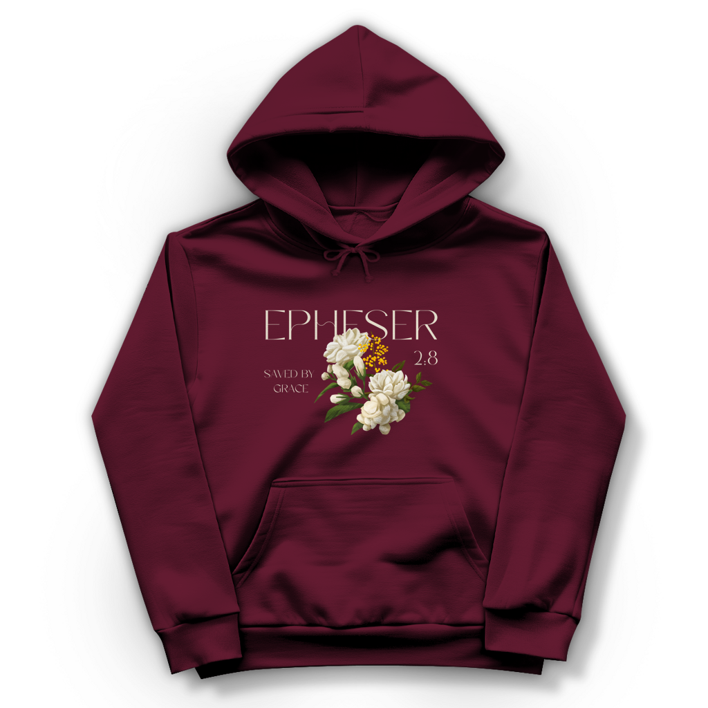 Christlicher Damen Hoodie „Saved“ – Gerettet durch Gnade | Bibelvers Hoodie