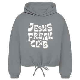 Christlicher Damen Cropped Oversize Hoodie „Jesus Freak Club“ – Faith Streetwear