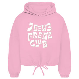 Christlicher Damen Cropped Oversize Hoodie „Jesus Freak Club“ – Faith Streetwear