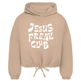 Christlicher Damen Cropped Oversize Hoodie „Jesus Freak Club“ – Faith Streetwear
