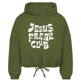 Christlicher Damen Cropped Oversize Hoodie „Jesus Freak Club“ – Faith Streetwear