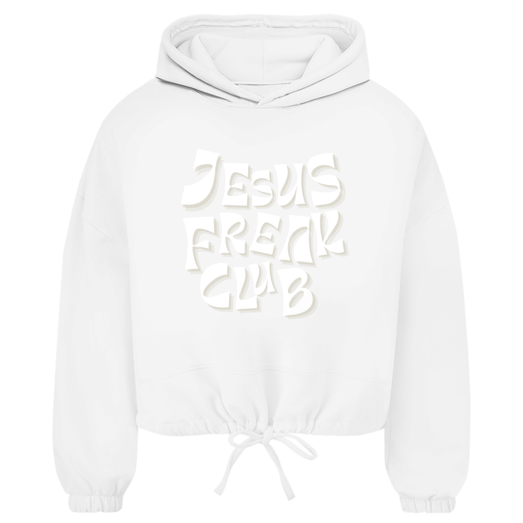 Christlicher Damen Cropped Oversize Hoodie „Jesus Freak Club“ – Faith Streetwear
