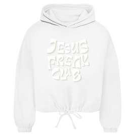 Christlicher Damen Cropped Oversize Hoodie „Jesus Freak Club“ – Faith Streetwear