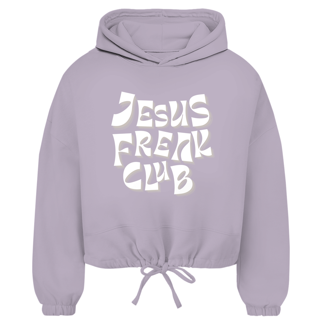 Christlicher Damen Cropped Oversize Hoodie „Jesus Freak Club“ – Faith Streetwear