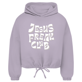 Christlicher Damen Cropped Oversize Hoodie „Jesus Freak Club“ – Faith Streetwear