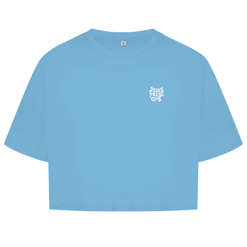 Christliches Damen Oversize Crop Top „Jesus Freak Club“ – Faith Streetwear Shirt