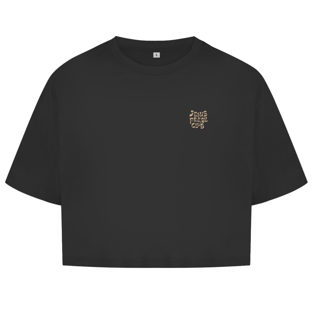 Christliches Damen Oversize Crop Top „Jesus Freak Club“ – Faith Streetwear Shirt