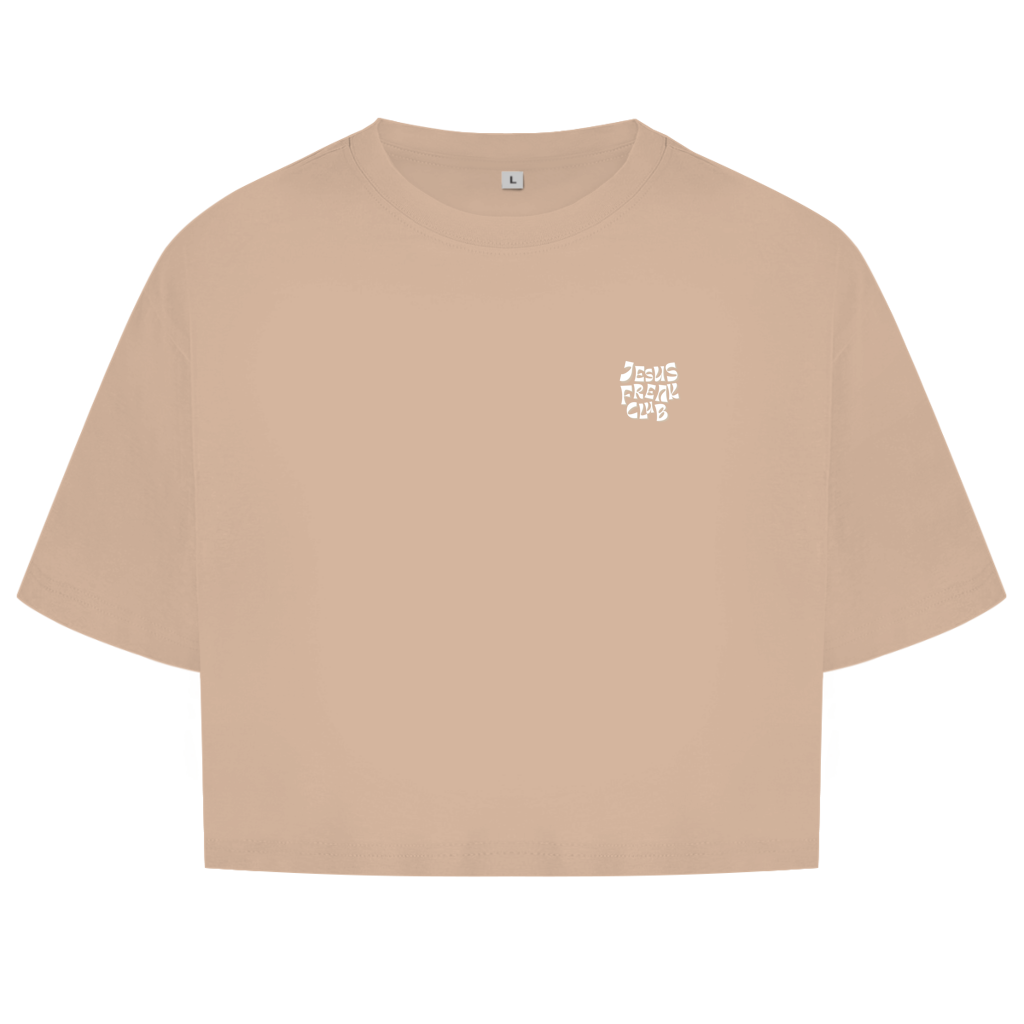 Christliches Damen Oversize Crop Top „Jesus Freak Club“ – Faith Streetwear Shirt