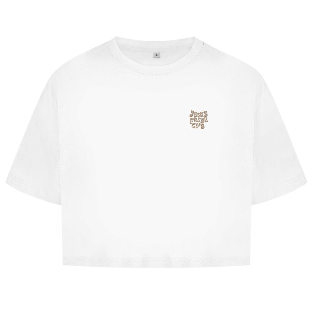 Christliches Damen Oversize Crop Top „Jesus Freak Club“ – Faith Streetwear Shirt