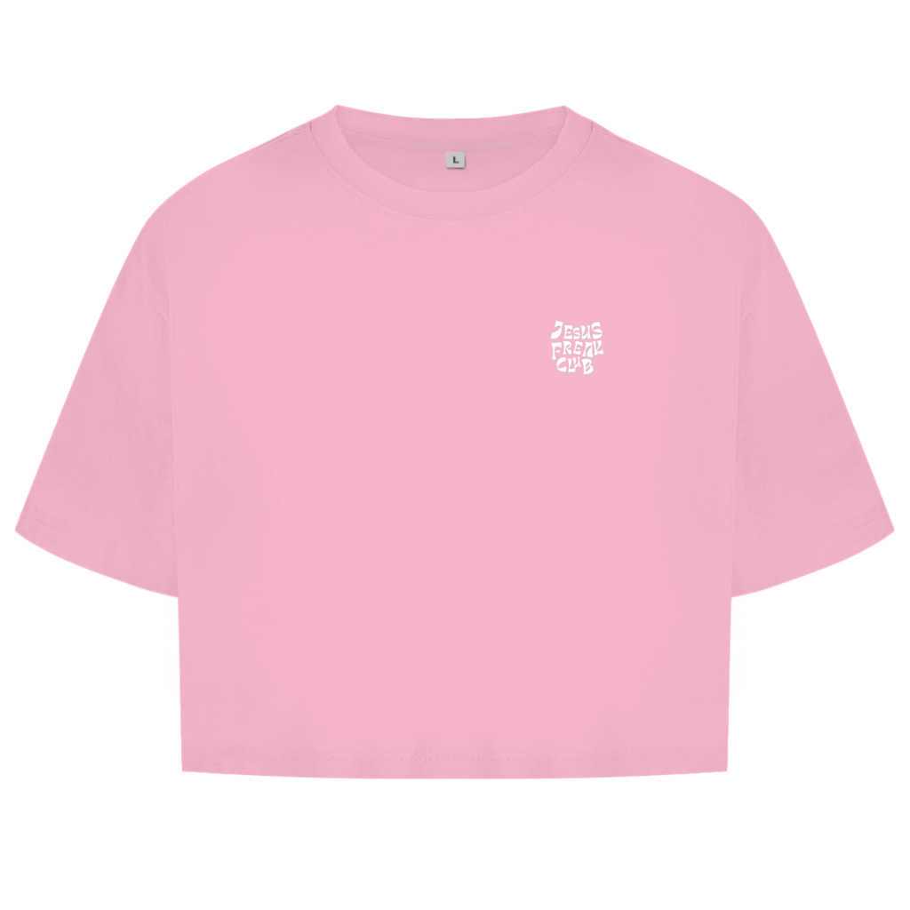 Christliches Damen Oversize Crop Top „Jesus Freak Club“ – Faith Streetwear Shirt