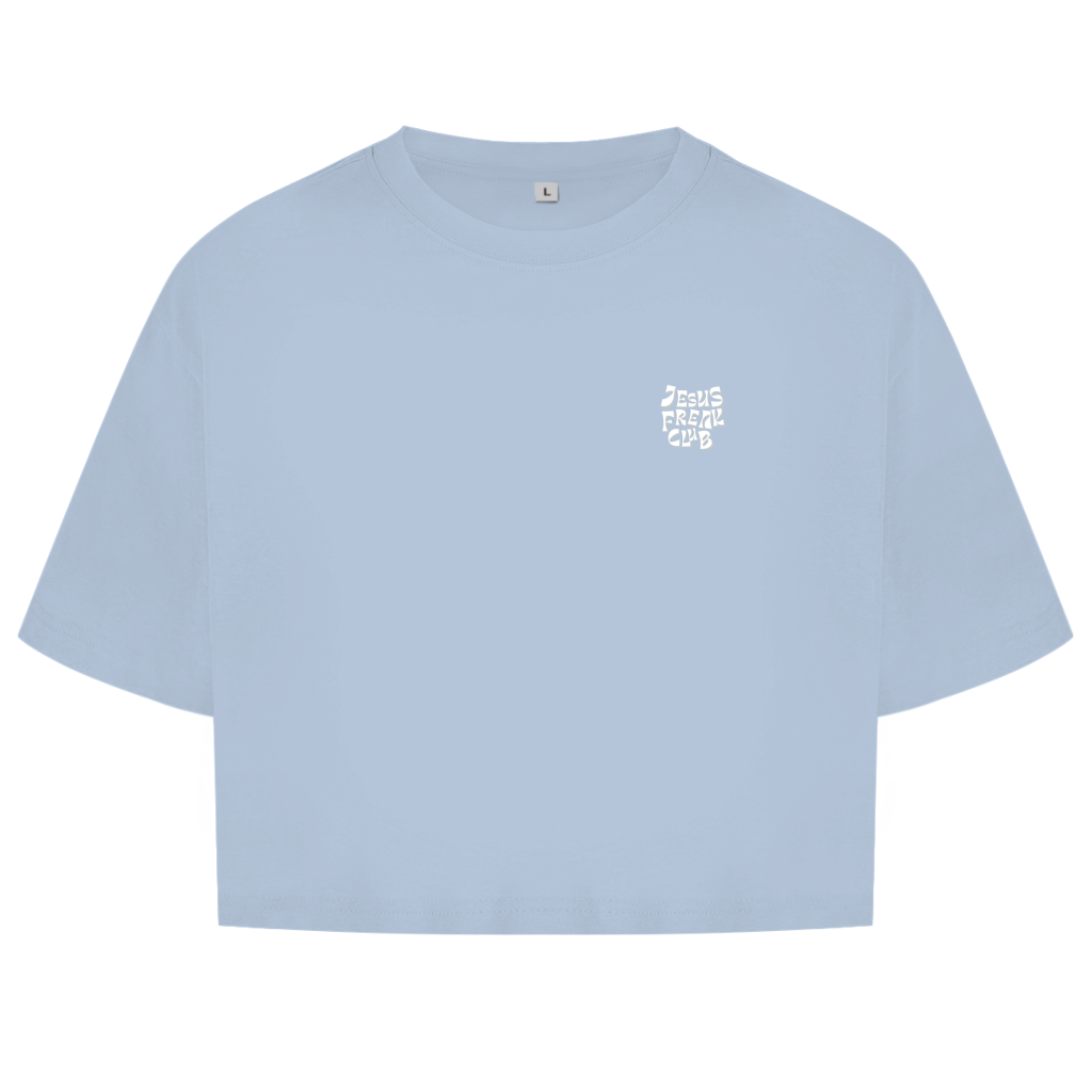 Christliches Damen Oversize Crop Top „Jesus Freak Club“ – Faith Streetwear Shirt