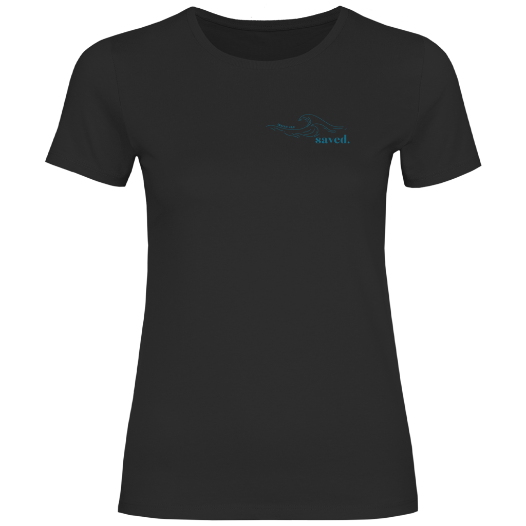 Christliches Damen T-Shirt „Through the Waters“ – Jesaja 43,2 Faith Shirt