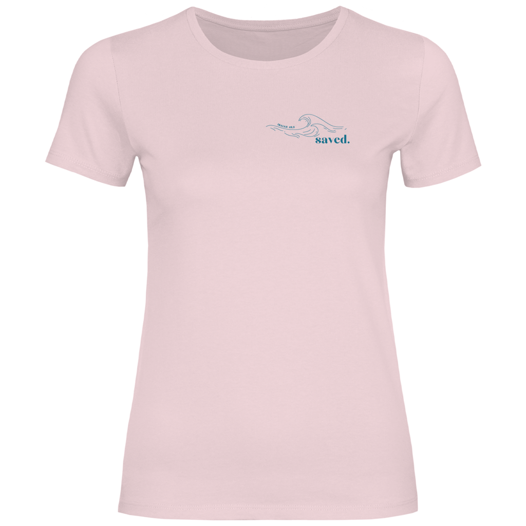 Christliches Damen T-Shirt „Through the Waters“ – Jesaja 43,2 Faith Shirt