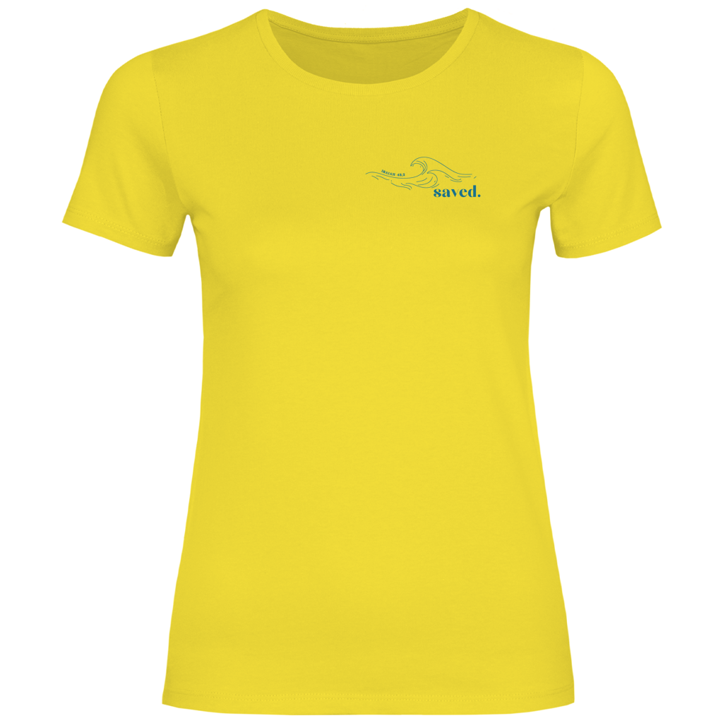 Christliches Damen T-Shirt „Through the Waters“ – Jesaja 43,2 Faith Shirt