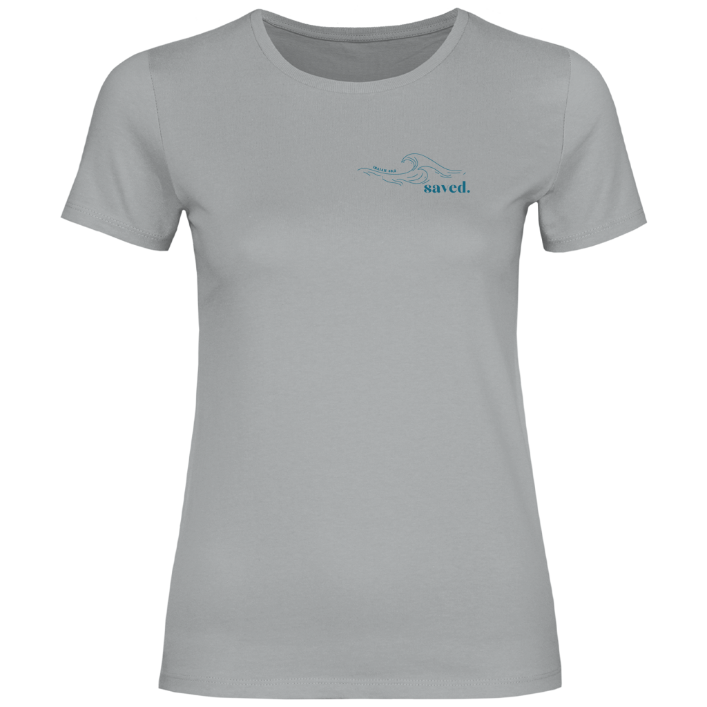 Christliches Damen T-Shirt „Through the Waters“ – Jesaja 43,2 Faith Shirt
