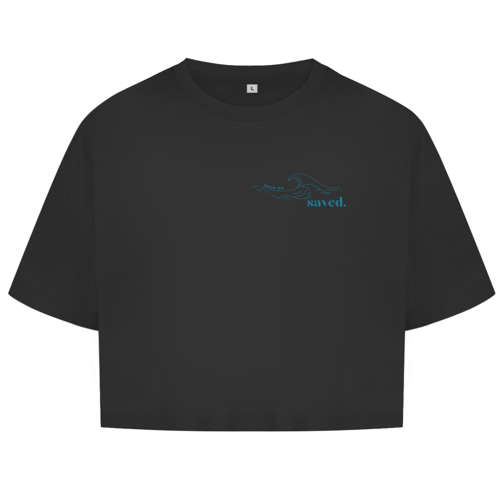 Christliches Damen Oversize Crop Top „Through the Waters“ – Faith Crop Shirt