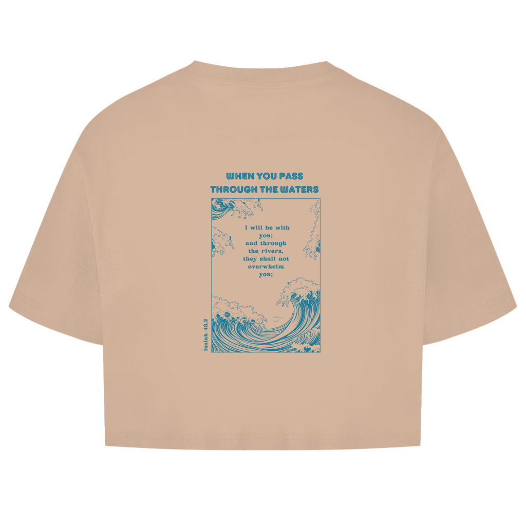 Christliches Damen Oversize Crop Top „Through the Waters“ – Faith Crop Shirt