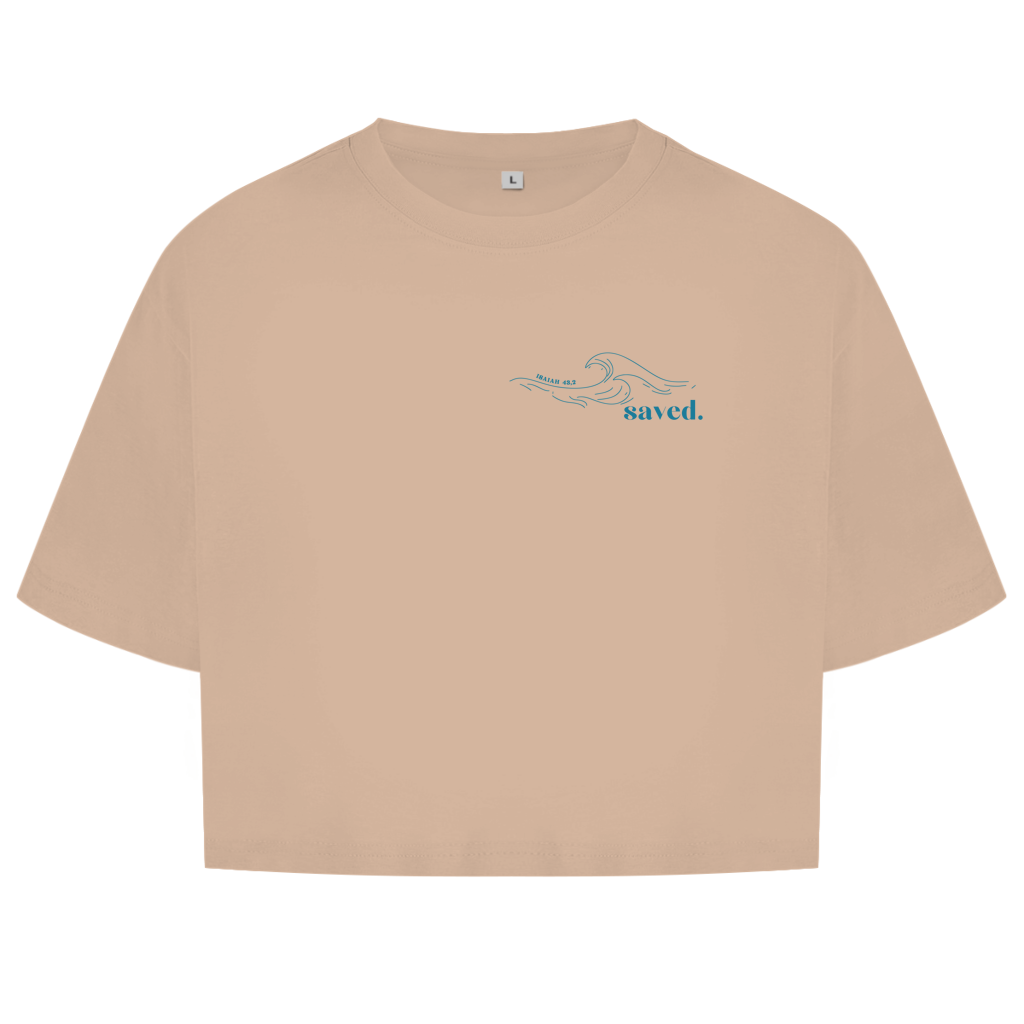 Christliches Damen Oversize Crop Top „Through the Waters“ – Faith Crop Shirt