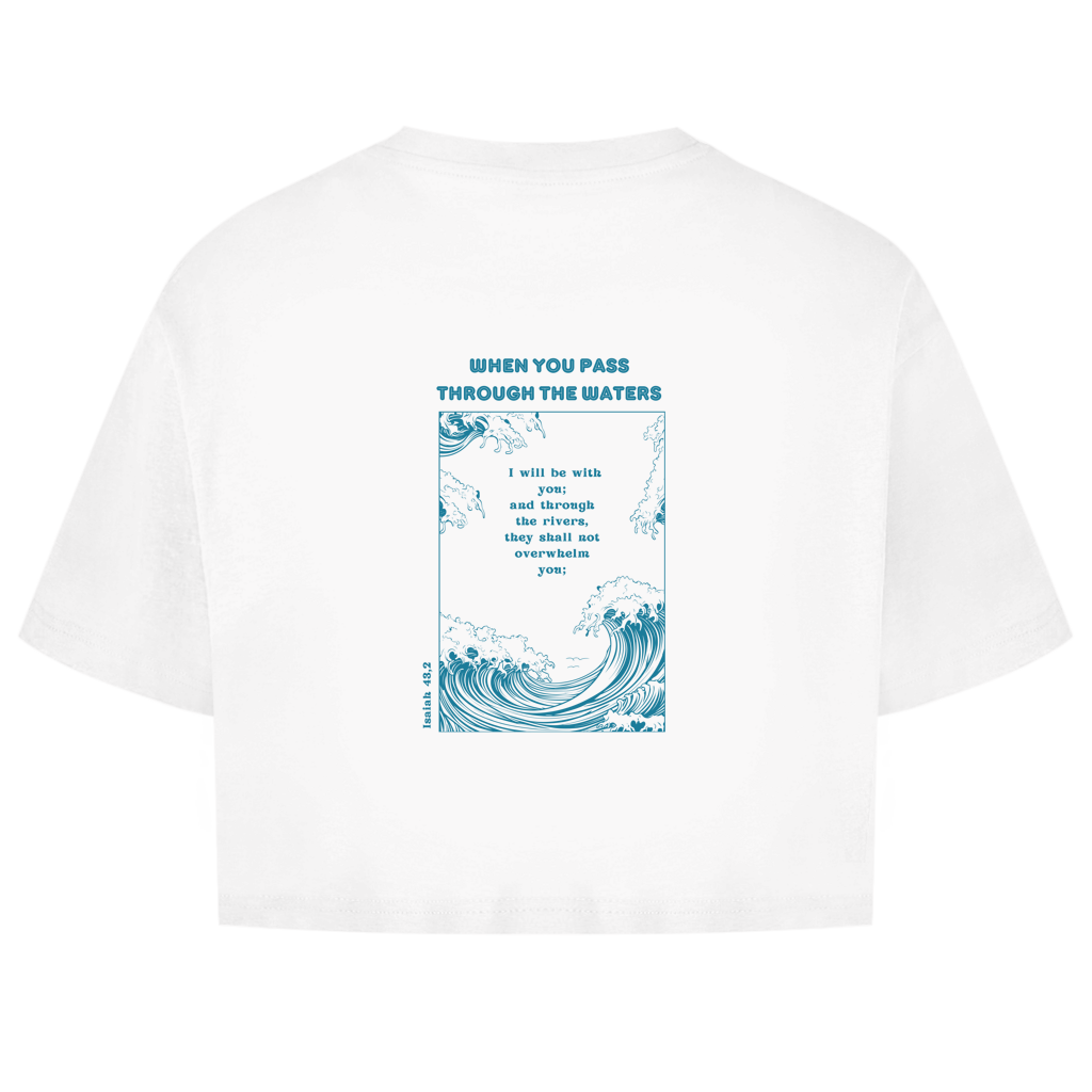 Christliches Damen Oversize Crop Top „Through the Waters“ – Faith Crop Shirt