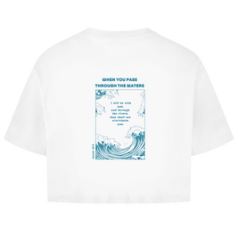 Christliches Damen Oversize Crop Top „Through the Waters“ – Faith Crop Shirt