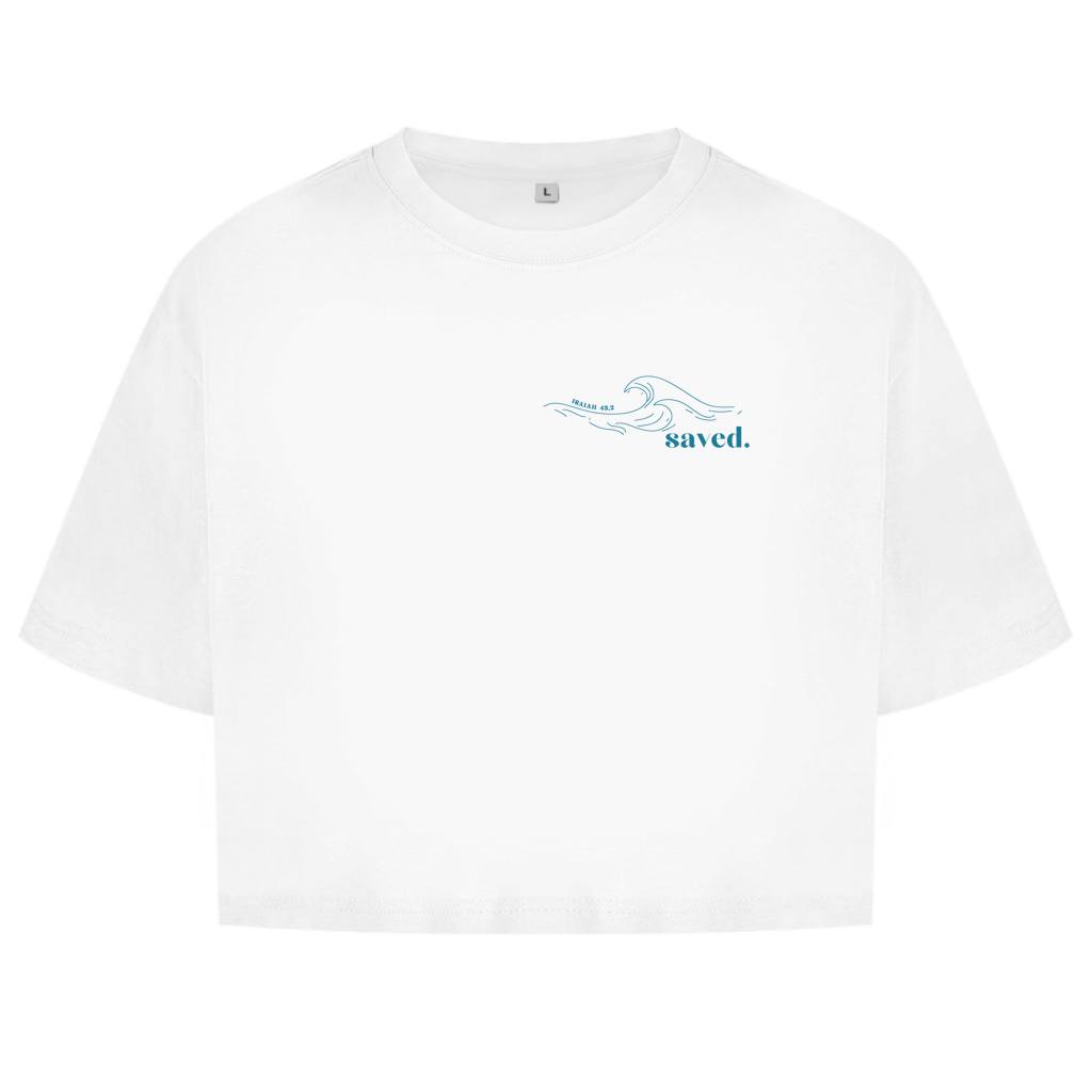 Christliches Damen Oversize Crop Top „Through the Waters“ – Faith Crop Shirt