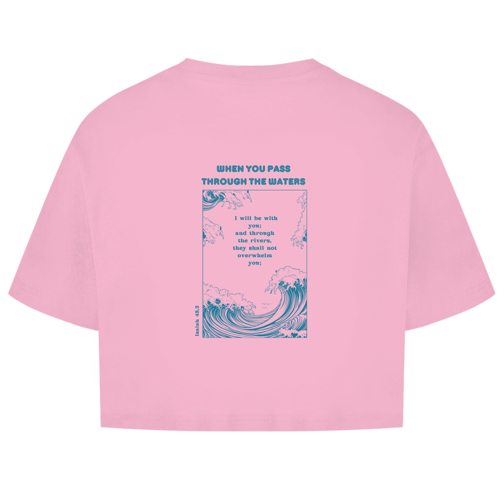 Christliches Damen Oversize Crop Top „Through the Waters“ – Faith Crop Shirt