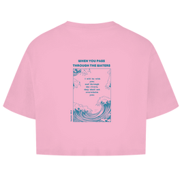 Christliches Damen Oversize Crop Top „Through the Waters“ – Faith Crop Shirt