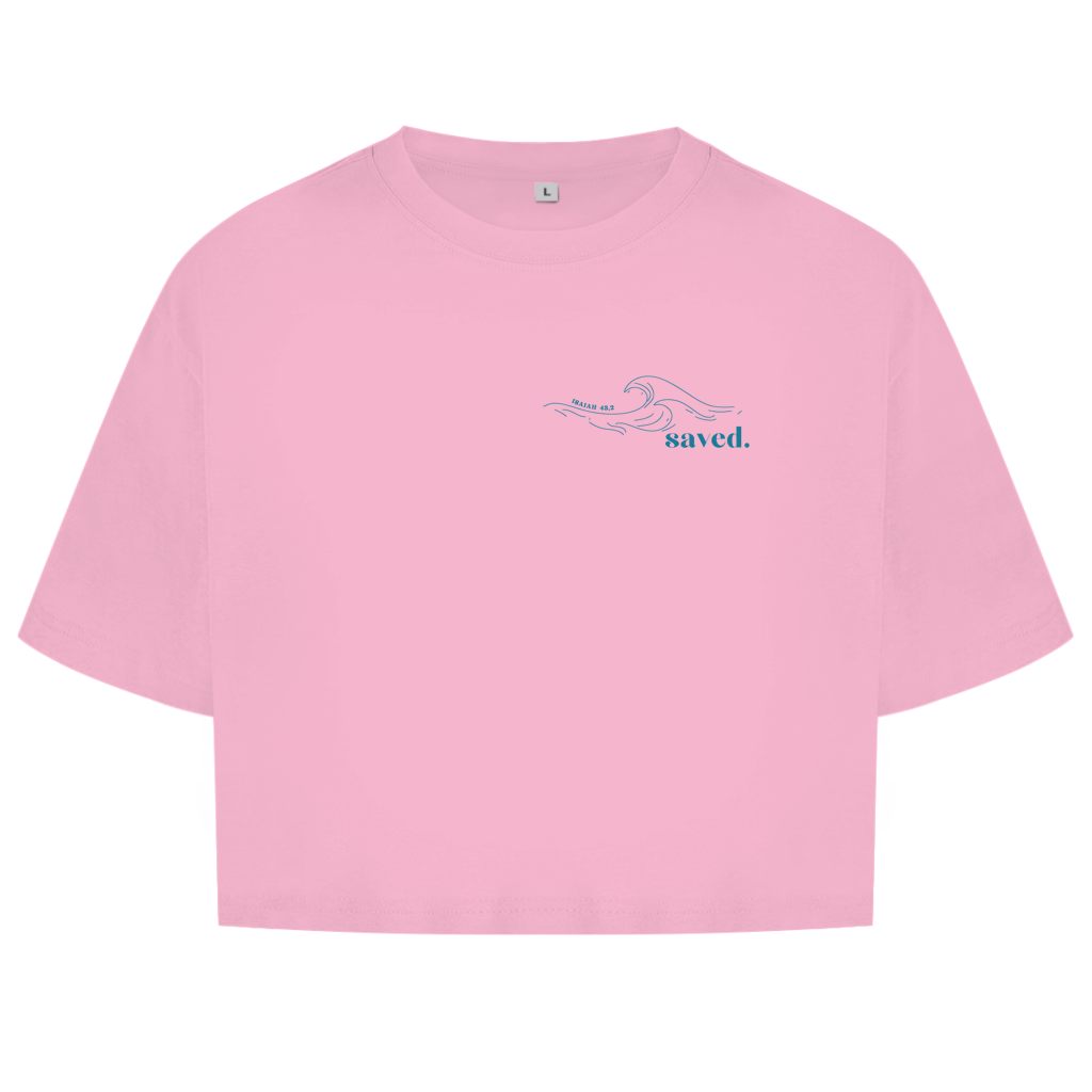 Christliches Damen Oversize Crop Top „Through the Waters“ – Faith Crop Shirt