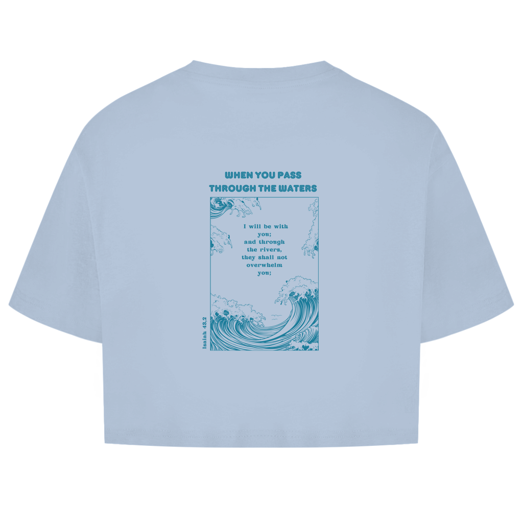Christliches Damen Oversize Crop Top „Through the Waters“ – Faith Crop Shirt
