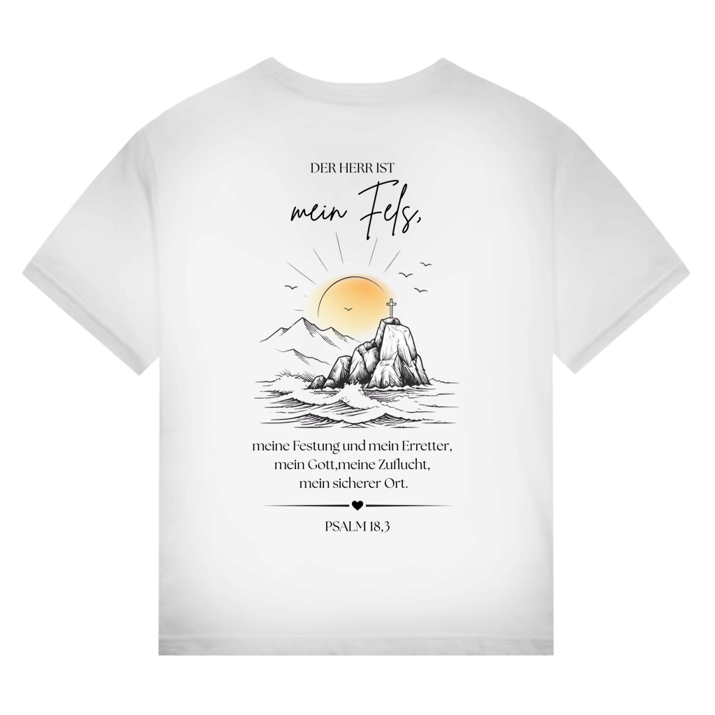 Christliches Bio T-Shirt „Mein Fels & Zuflucht“ – Psalm 18,3 | Unisex