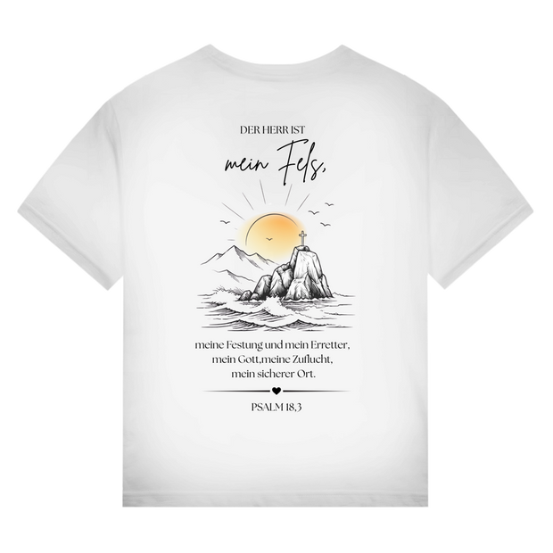 Christliches Bio T-Shirt „Mein Fels & Zuflucht“ – Psalm 18,3 | Unisex