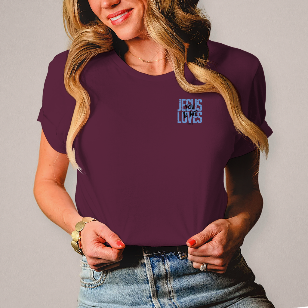 Damen T-Shirt Jesus loves you & me