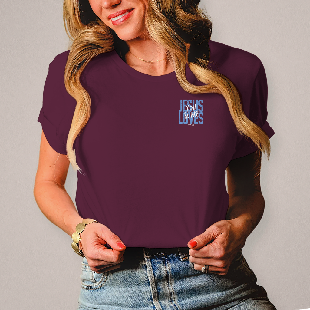 Damen T-Shirt Jesus loves you & me