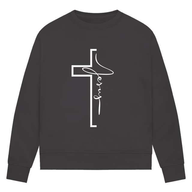 Jesus Cross Sweatshirt Damen – Christliches Bio Sweatshirt