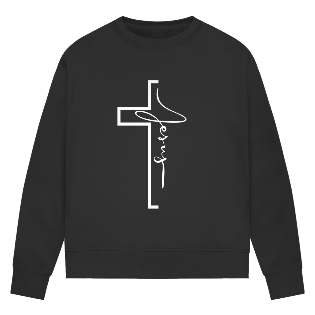 Jesus Cross Sweatshirt Damen – Christliches Bio Sweatshirt