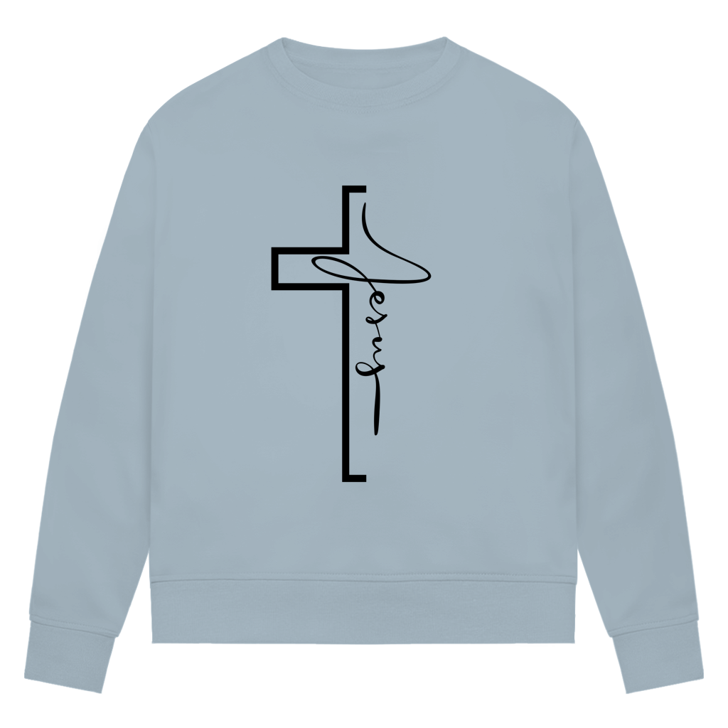 Jesus Cross Sweatshirt Damen – Christliches Bio Sweatshirt