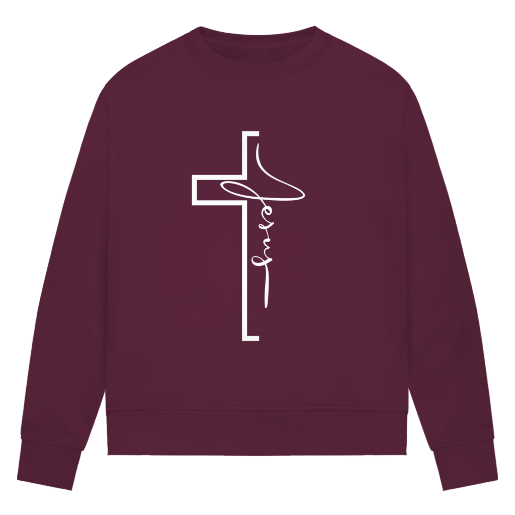 Jesus Cross Sweatshirt Damen – Christliches Bio Sweatshirt
