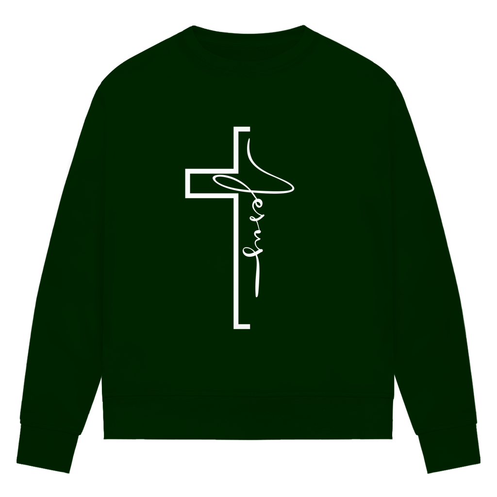Jesus Cross Sweatshirt Damen – Christliches Bio Sweatshirt
