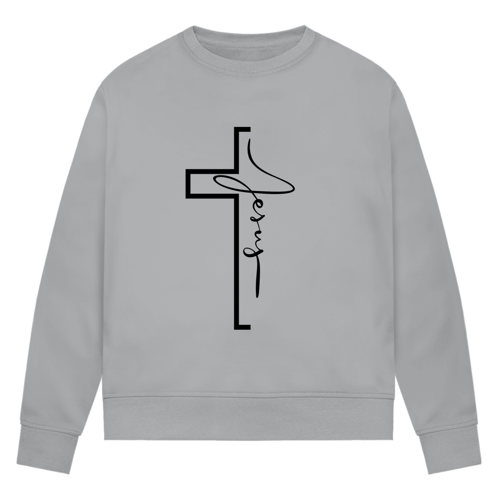 Jesus Cross Sweatshirt Damen – Christliches Bio Sweatshirt
