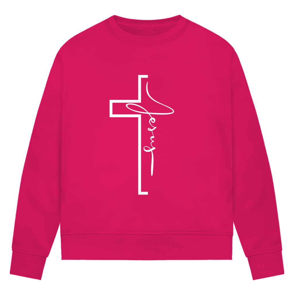 Jesus Cross Sweatshirt Damen – Christliches Bio Sweatshirt