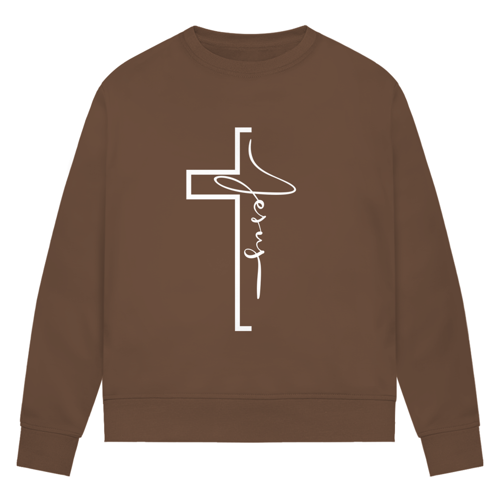 Jesus Cross Sweatshirt Damen – Christliches Bio Sweatshirt