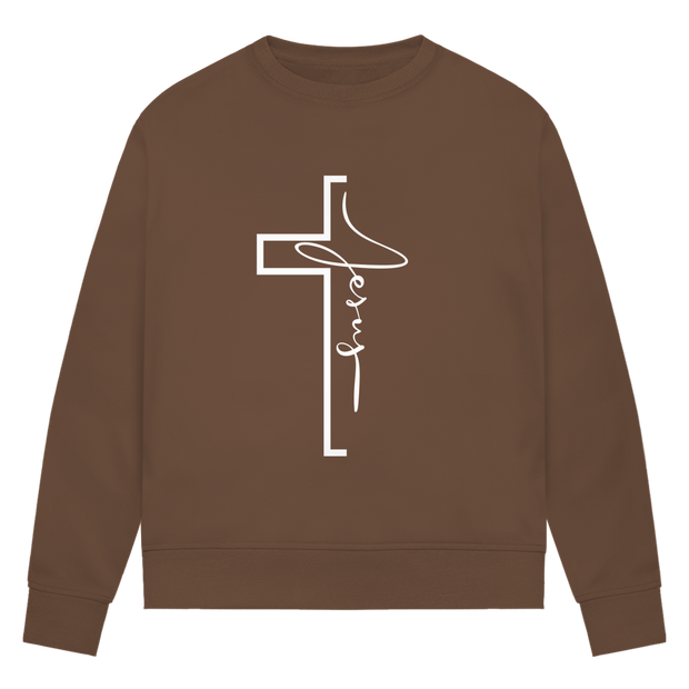 Jesus Cross Sweatshirt Damen – Christliches Bio Sweatshirt