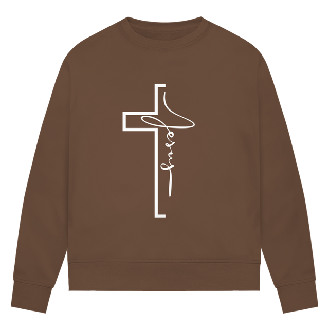 Jesus Cross Sweatshirt Damen – Christliches Bio Sweatshirt