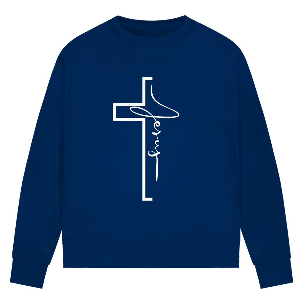 Jesus Cross Sweatshirt Damen – Christliches Bio Sweatshirt