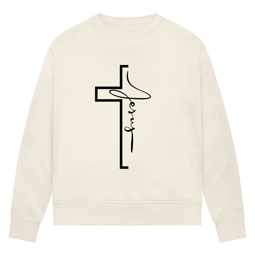 Jesus Cross Sweatshirt Damen – Christliches Bio Sweatshirt