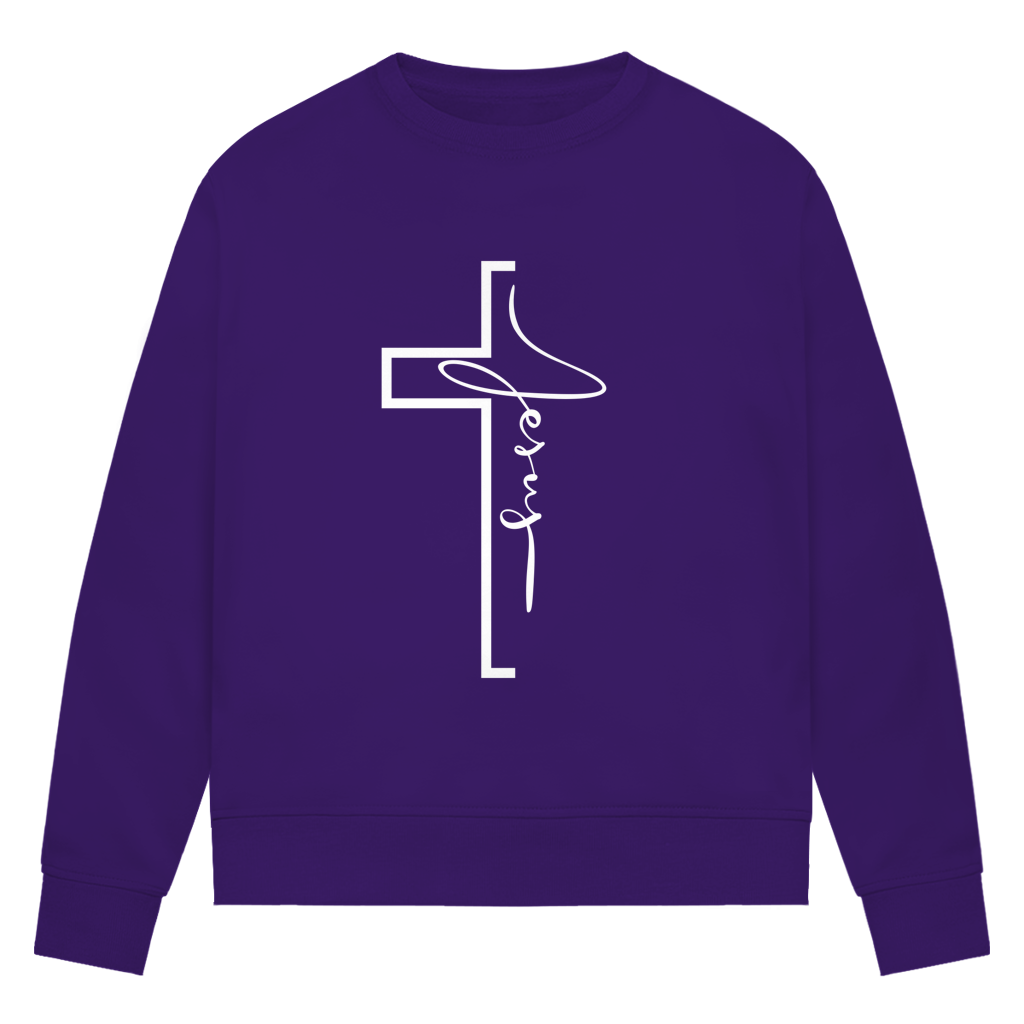 Jesus Cross Sweatshirt Damen – Christliches Bio Sweatshirt