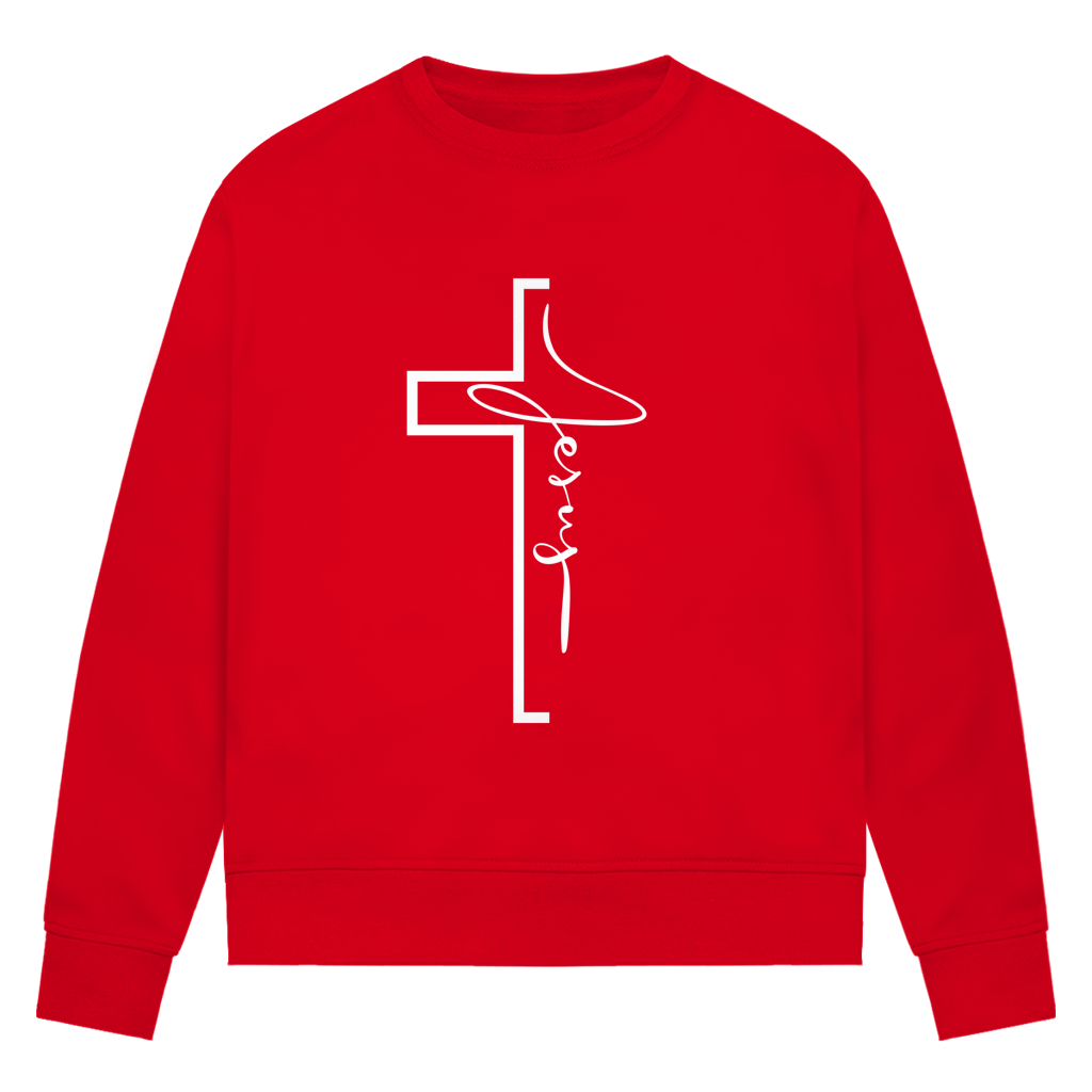 Jesus Cross Sweatshirt Damen – Christliches Bio Sweatshirt